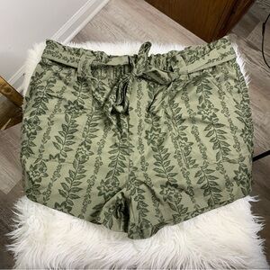 Time and Tru Olive Floral Shorts